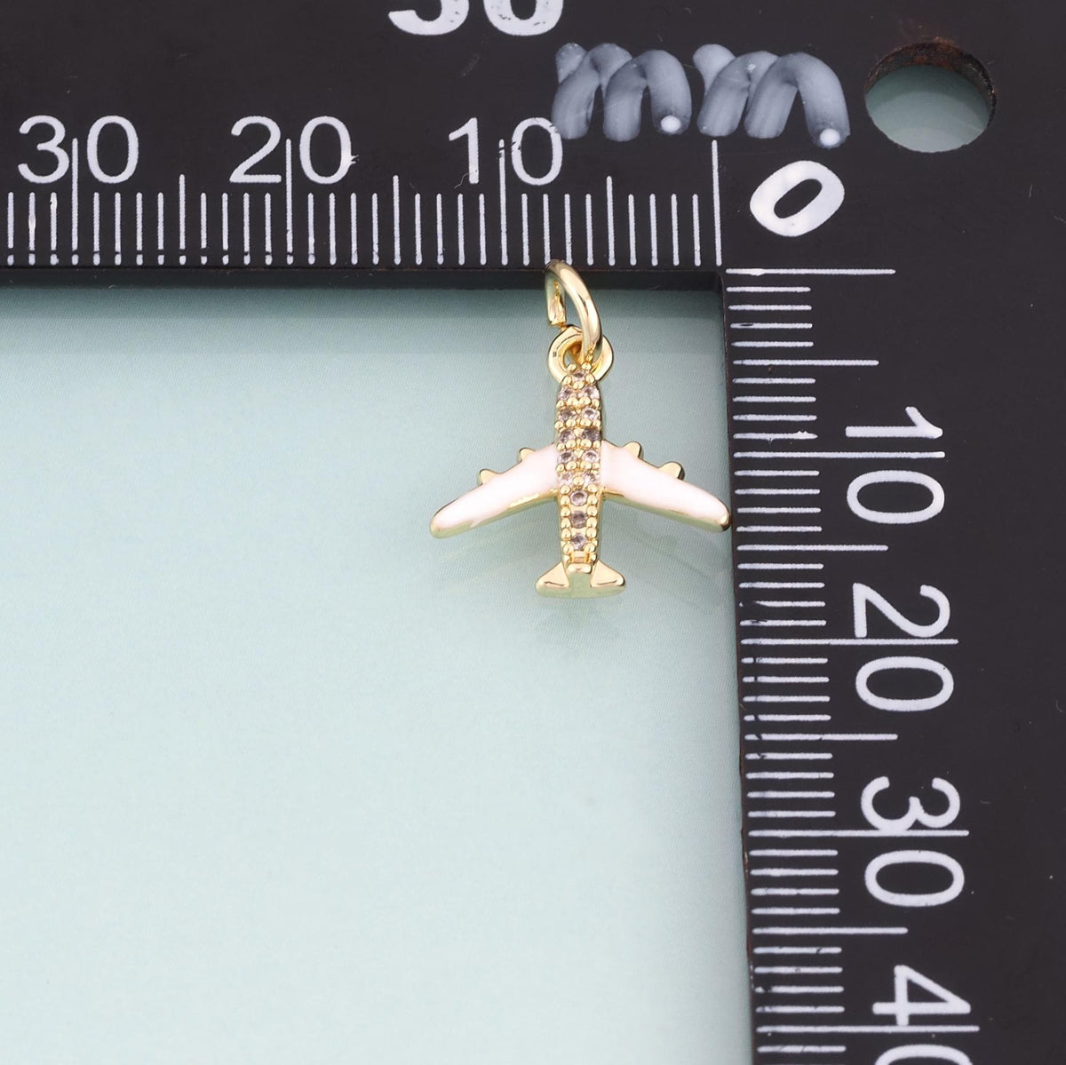 18K Gold Filled CZ Airplane Pendant,Leisure Travel Charm Bracelet Necklace for DIY Jewelry Making Supply