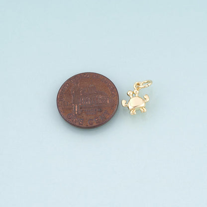 18K Gold Filled Crab Pendant,Beach Ocean Charm Bracelet Necklace for DIY Jewelry Making Supply