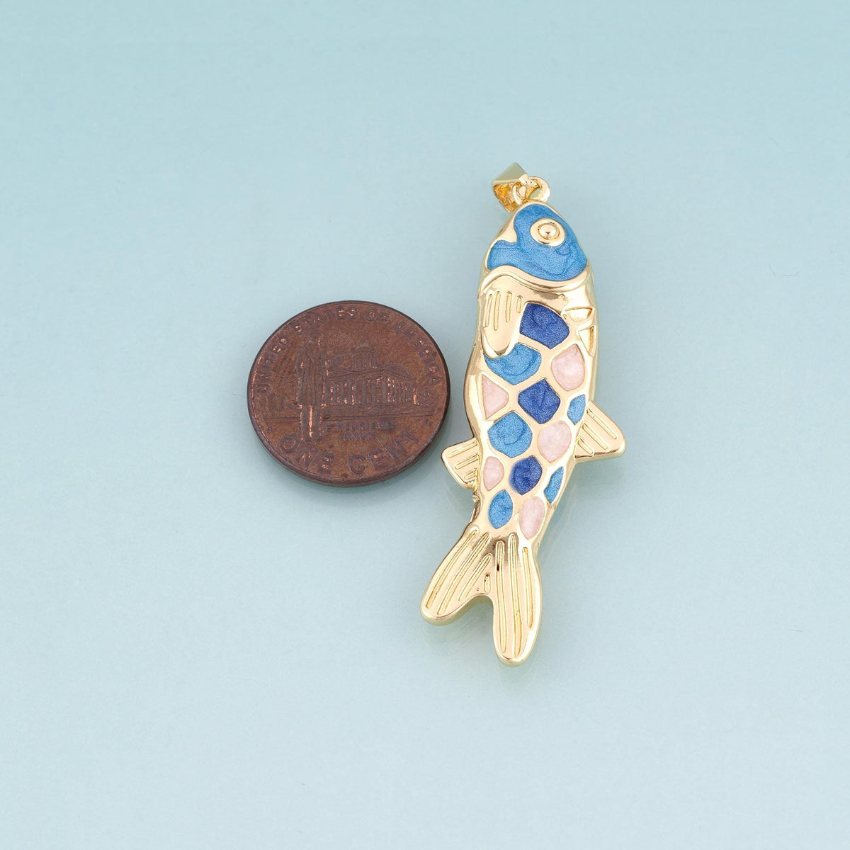 18K Gold Filled Enamel Koi Pendant,Koi Blessing Charm Bracelet Necklace for DIY Jewelry Making Supply
