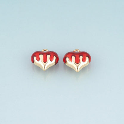 18K Gold Filled Enamel Heart Charm Pendant for Jewelry Making