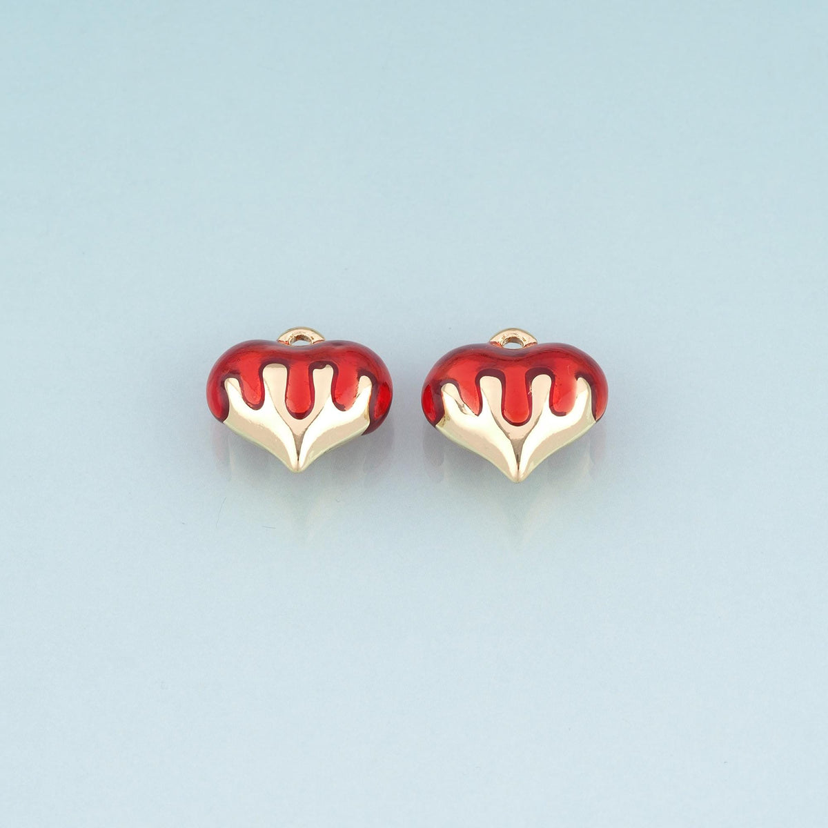 18K Gold Filled Enamel Heart Pendant,Romantic Love Heart Charm Bracelet Necklace for DIY Jewelry Making Supply