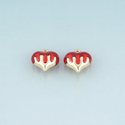 18K Gold Filled Enamel Heart Pendant,Romantic Love Heart Charm Bracelet Necklace for DIY Jewelry Making Supply