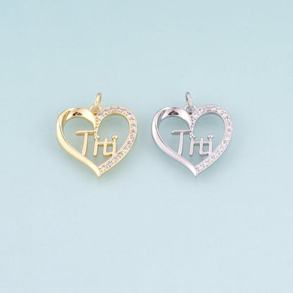 18K Gold Filled Cubic Zirconia Heart Charm Pendant for Jewelry Making