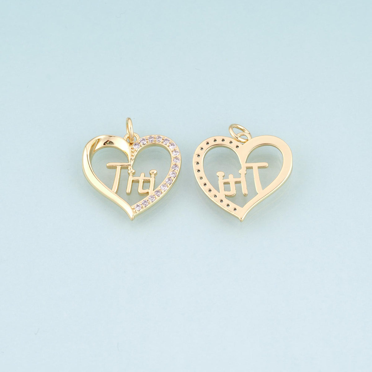 18K Gold Filled Cubic Zirconia Heart Charm Pendant for Jewelry Making