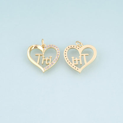 18K Gold Filled Cubic Zirconia Heart Charm Pendant for Jewelry Making