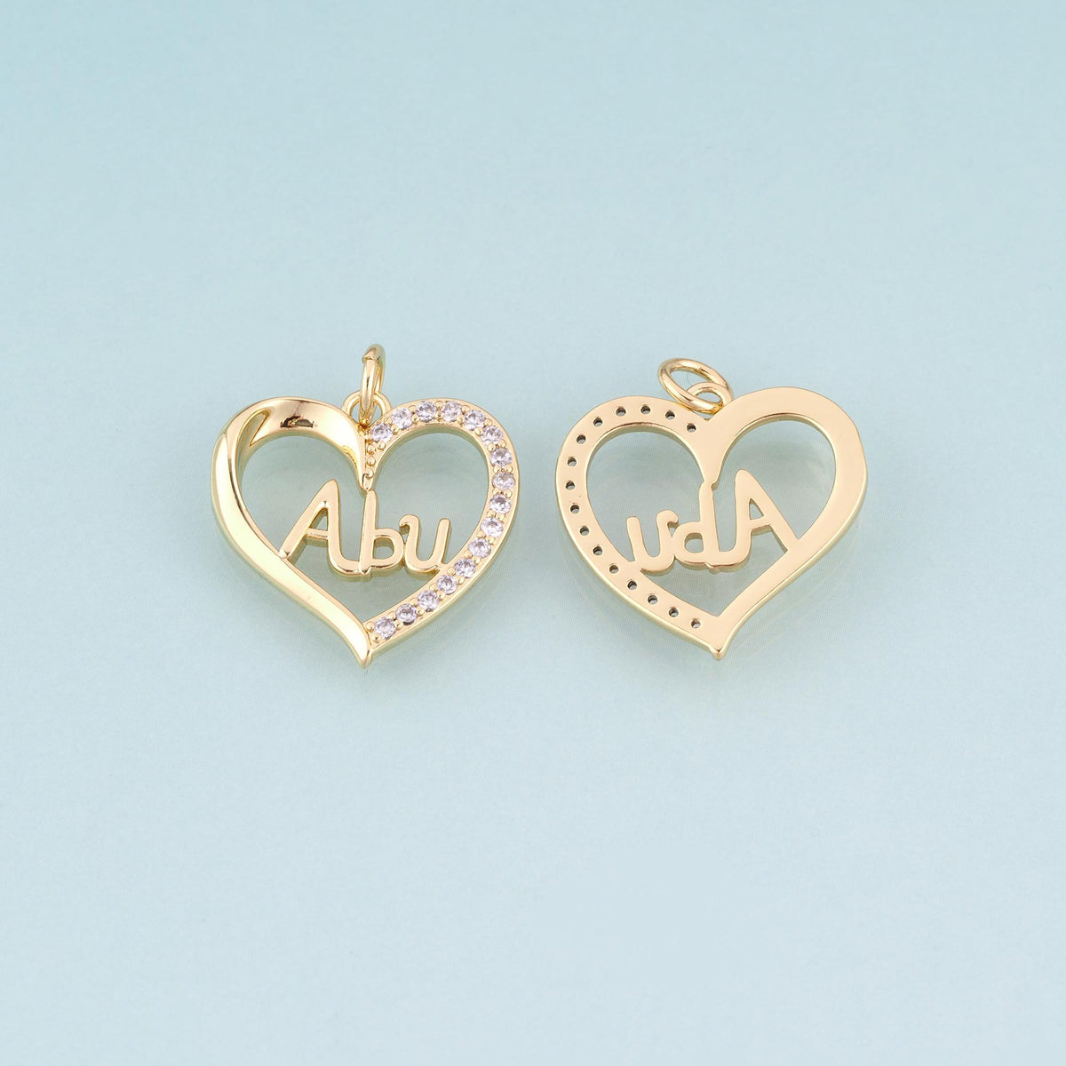 18K Gold Filled Heart CZ Charm Pendant for Jewelry Making