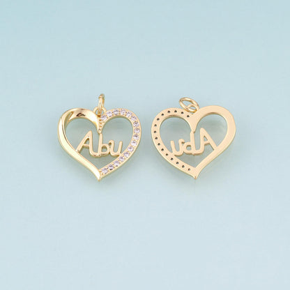 18K Gold Filled Heart CZ Charm Pendant for Jewelry Making