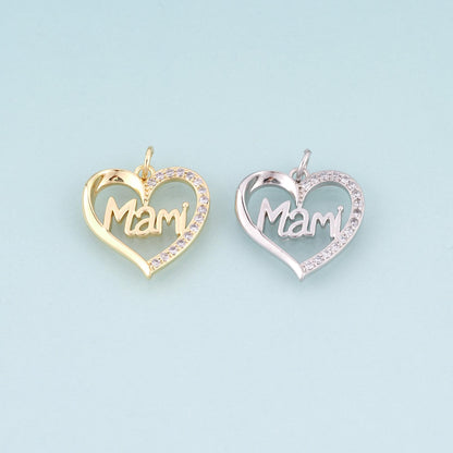 18K Gold Filled Heart CZ Charm Pendant for Jewelry Making