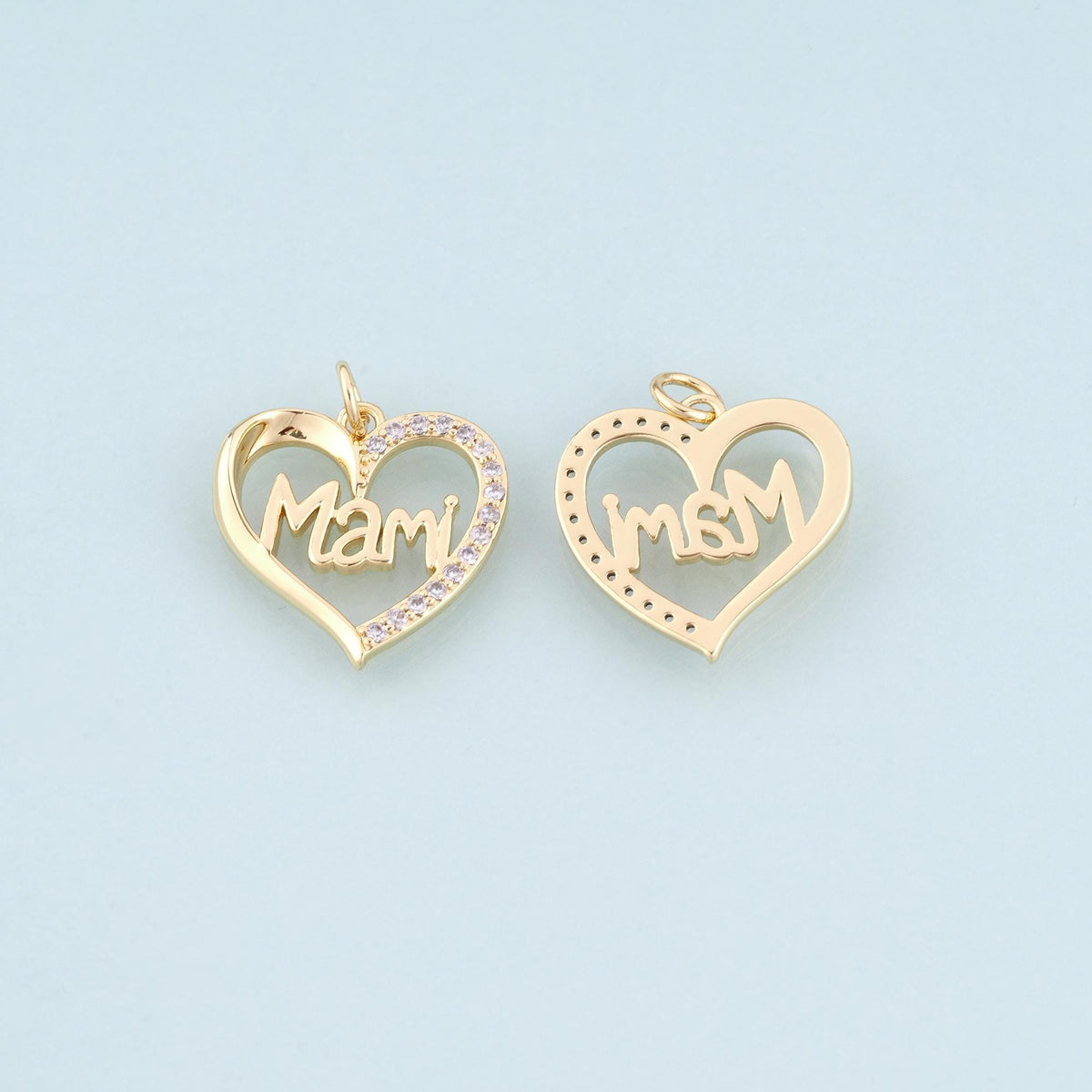 18K Gold Filled Heart CZ Charm Pendant for Jewelry Making