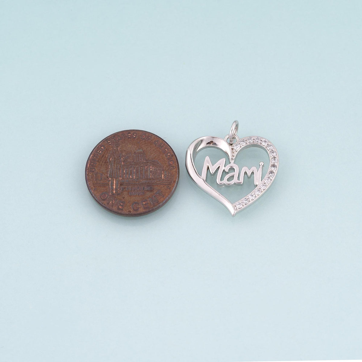 18K Gold Filled Heart CZ Charm Pendant for Jewelry Making