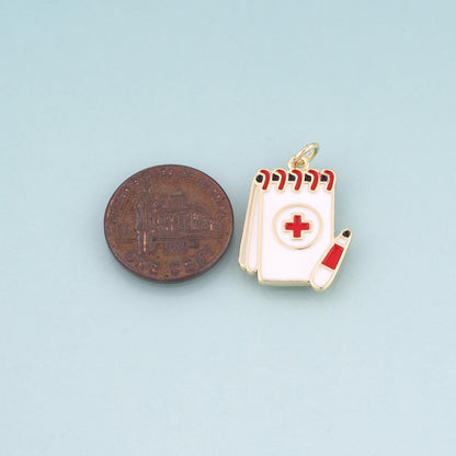 18K Gold Filled Hand Enamel Charm Pendant for Jewelry Making