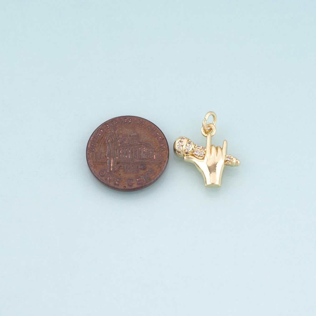 18K Gold Filled CZ Hip Hop Gesture Pendant,American Hip Hop Charm Bracelet Necklace for DIY Jewelry Making Supply