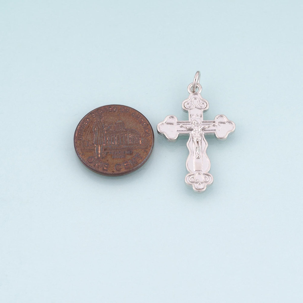 18K Gold Filled Jesus Cross Pendant,Carved Religion Cross Charm Bracelet Necklace for DIY Jewelry Making Supply