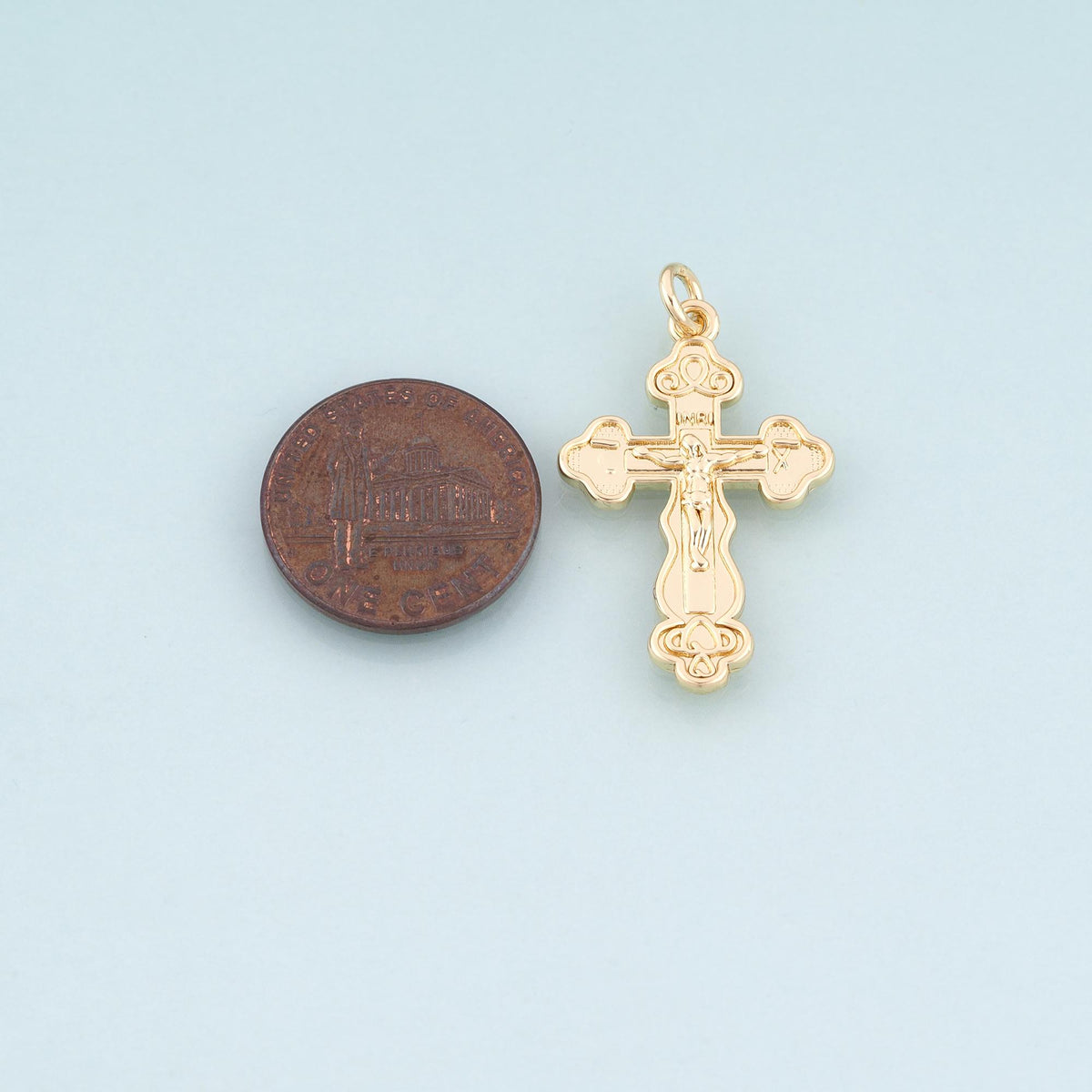 18K Gold Filled Cross Charm Pendant for Jewelry Making