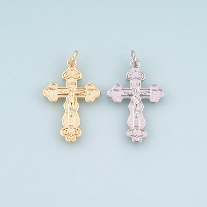 18K Gold Filled Cross Charm Pendant for Jewelry Making