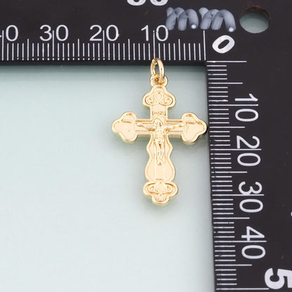 18K Gold Filled Cross Charm Pendant for Jewelry Making