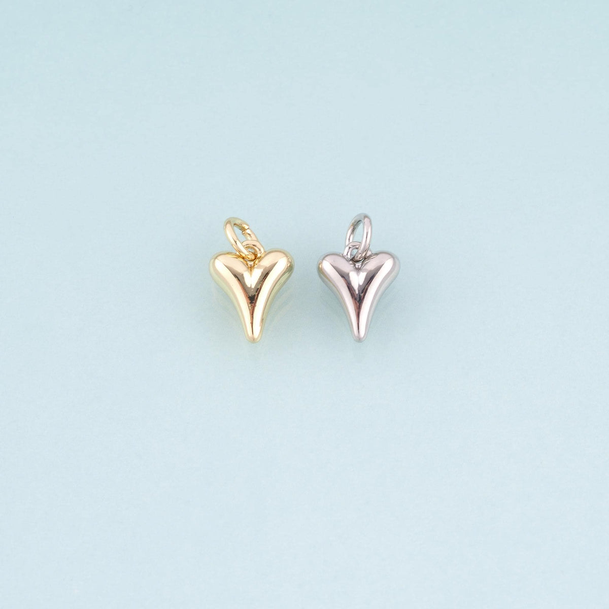 18K Gold Filled Heart Pendant,Minimalist Heart Charm Bracelet Necklace for DIY Jewelry Making Supply