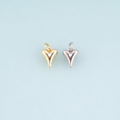 18K Gold Filled Heart Pendant,Minimalist Heart Charm Bracelet Necklace for DIY Jewelry Making Supply