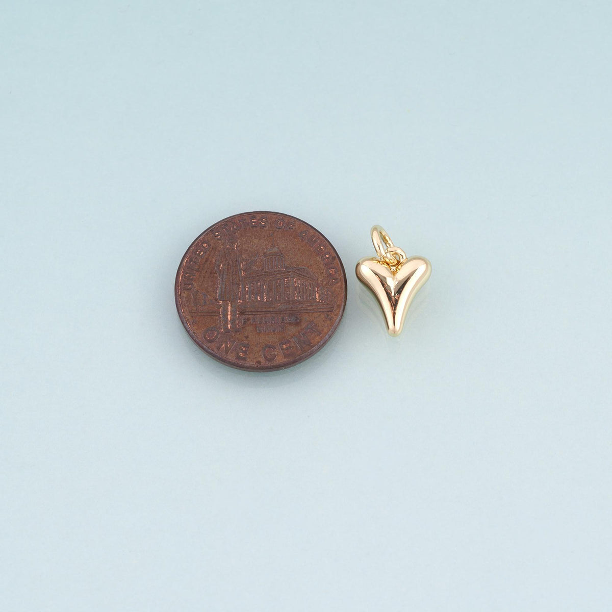 18K Gold Filled Heart Pendant,Minimalist Heart Charm Bracelet Necklace for DIY Jewelry Making Supply