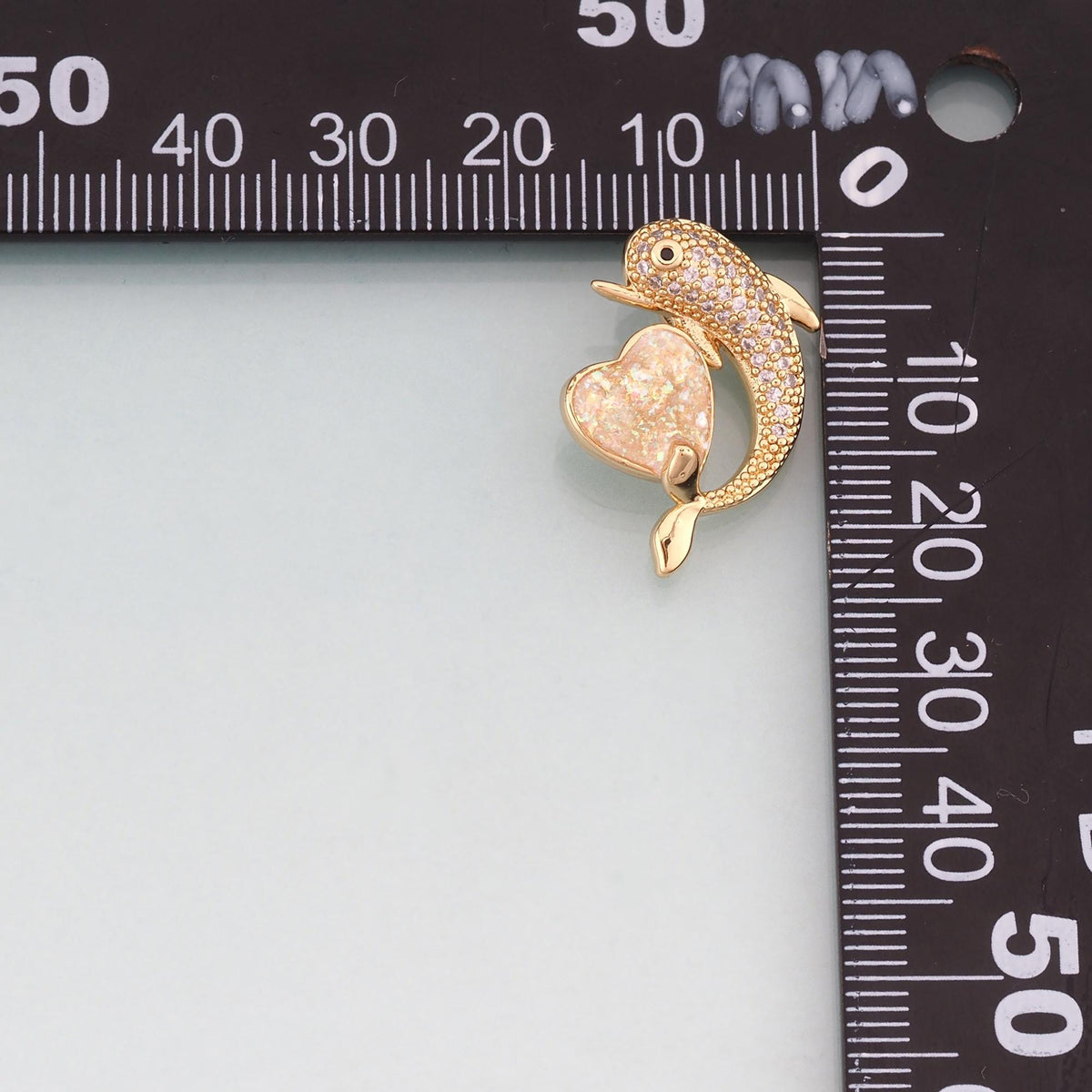 Gold Opal Dolphin Heart Charms,18K Gold Filled Ocean Pendant Charm Bracelet Necklace for DIY Jewelry Making Supply