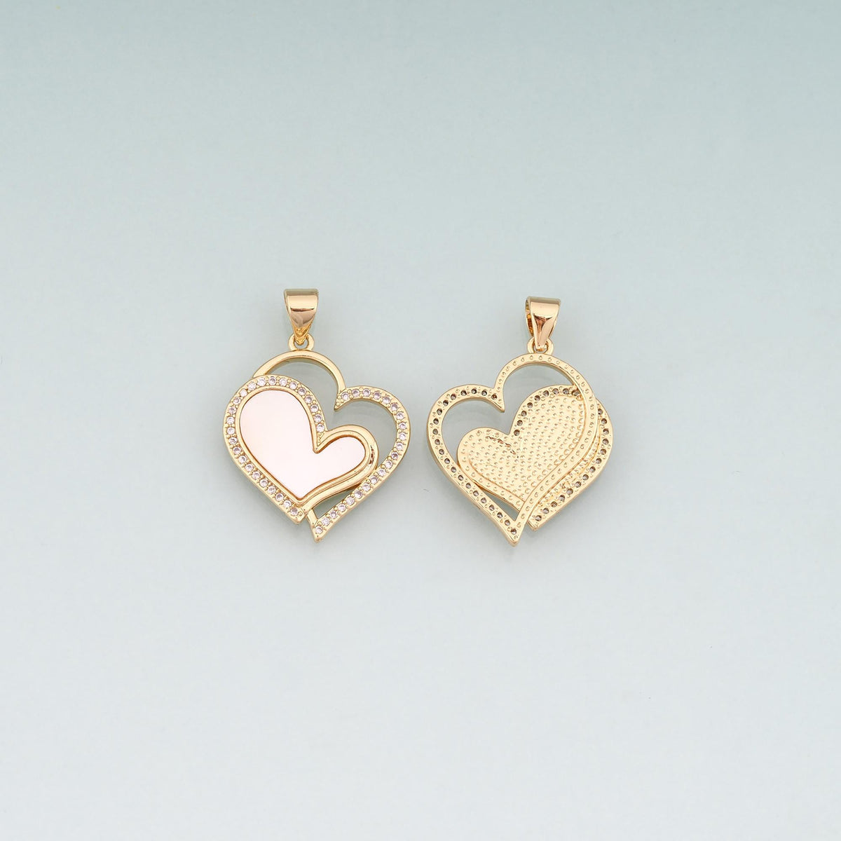 Gold Shell Heart Charms,18K Gold Filled Heart Pendant Charm Bracelet Necklace for DIY Jewelry Making Supply