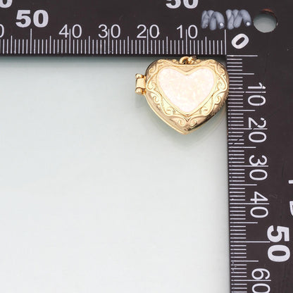 Gold Opal Openable Heart Round Locket Charms,18K Gold Filled Heart Pendant Charm Bracelet Necklace for DIY Jewelry Making Sup