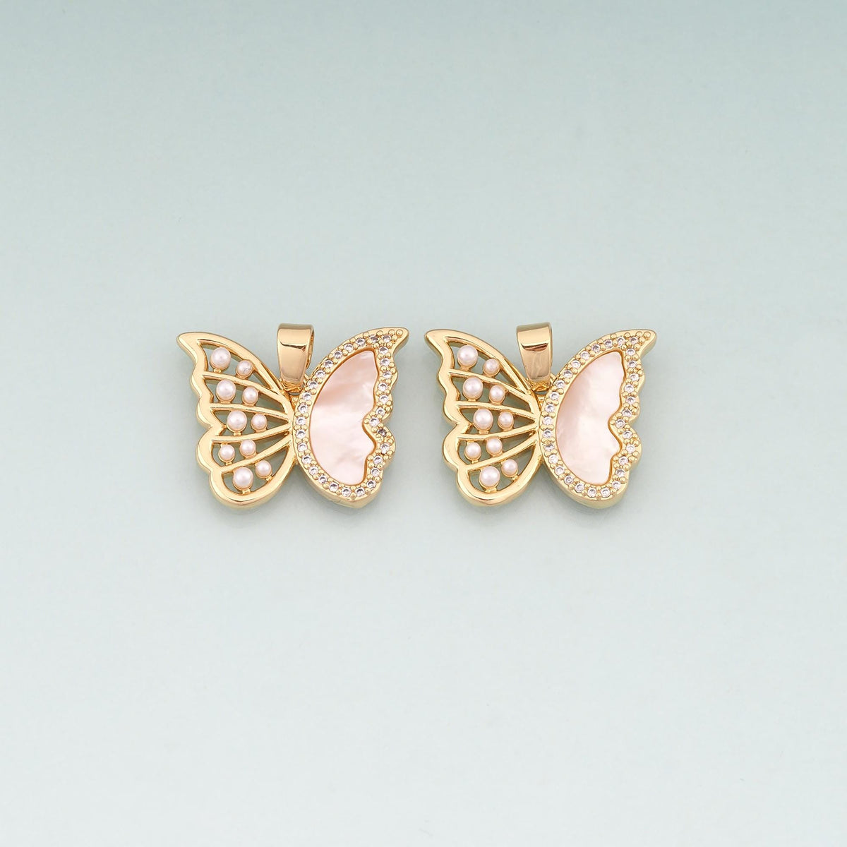 Gold Shell Butterfly Charms,18K Gold Filled Hollow Butterfly Pendant Charm Bracelet Necklace for DIY Jewelry Making Supply