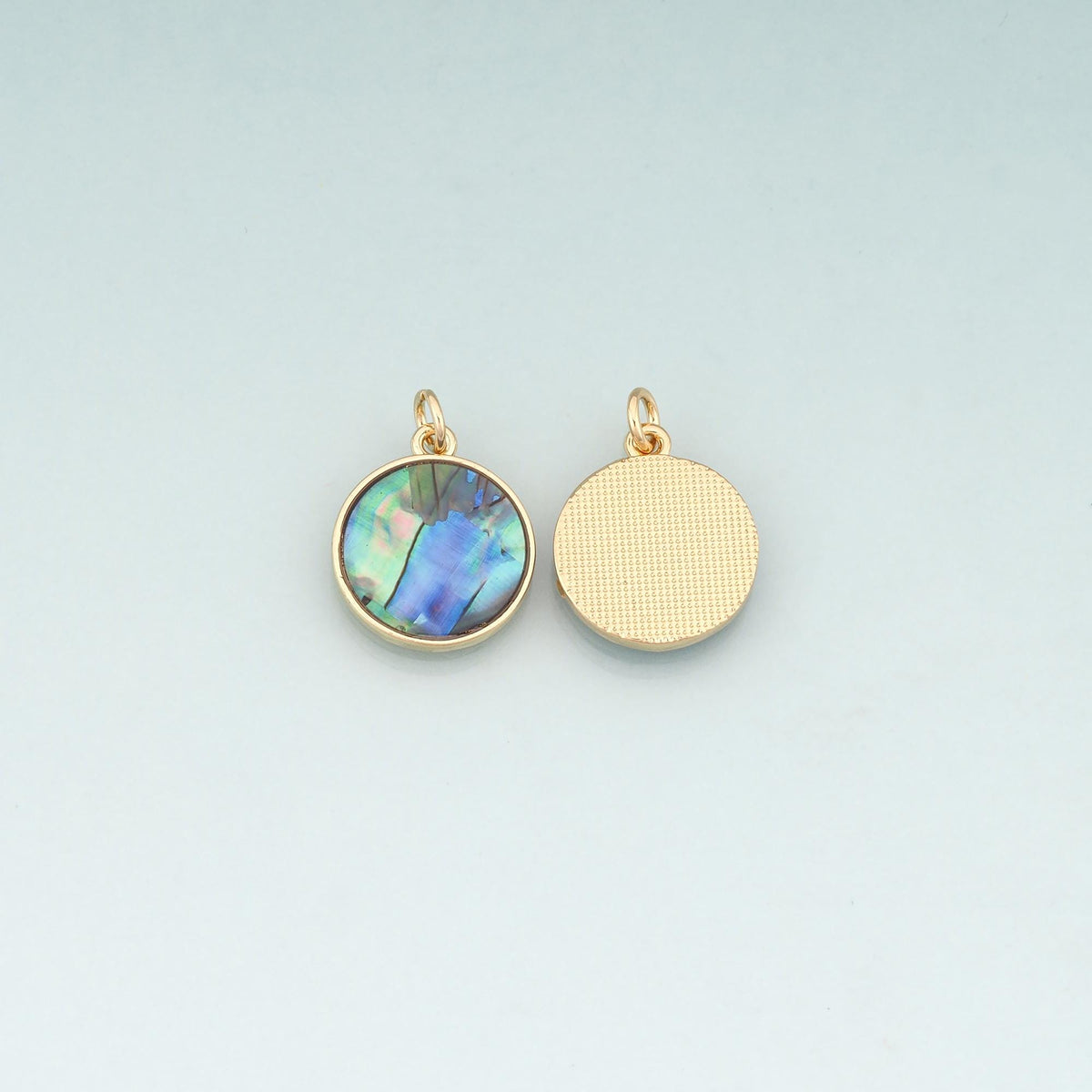 Gold Shell Round Charms,18K Gold Filled Round Pendant Charm Bracelet Necklace for DIY Jewelry Making Supply