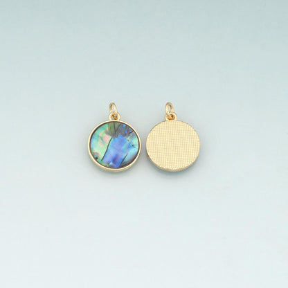 Gold Shell Round Charms,18K Gold Filled Round Pendant Charm Bracelet Necklace for DIY Jewelry Making Supply