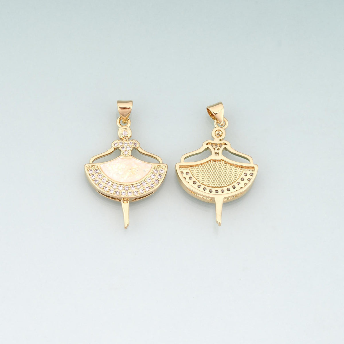 Gold OPal Ballet Girl Charms,18K Gold Filled Ballet Dancer Pendant Charm Bracelet Necklace for DIY Jewelry Making Supply