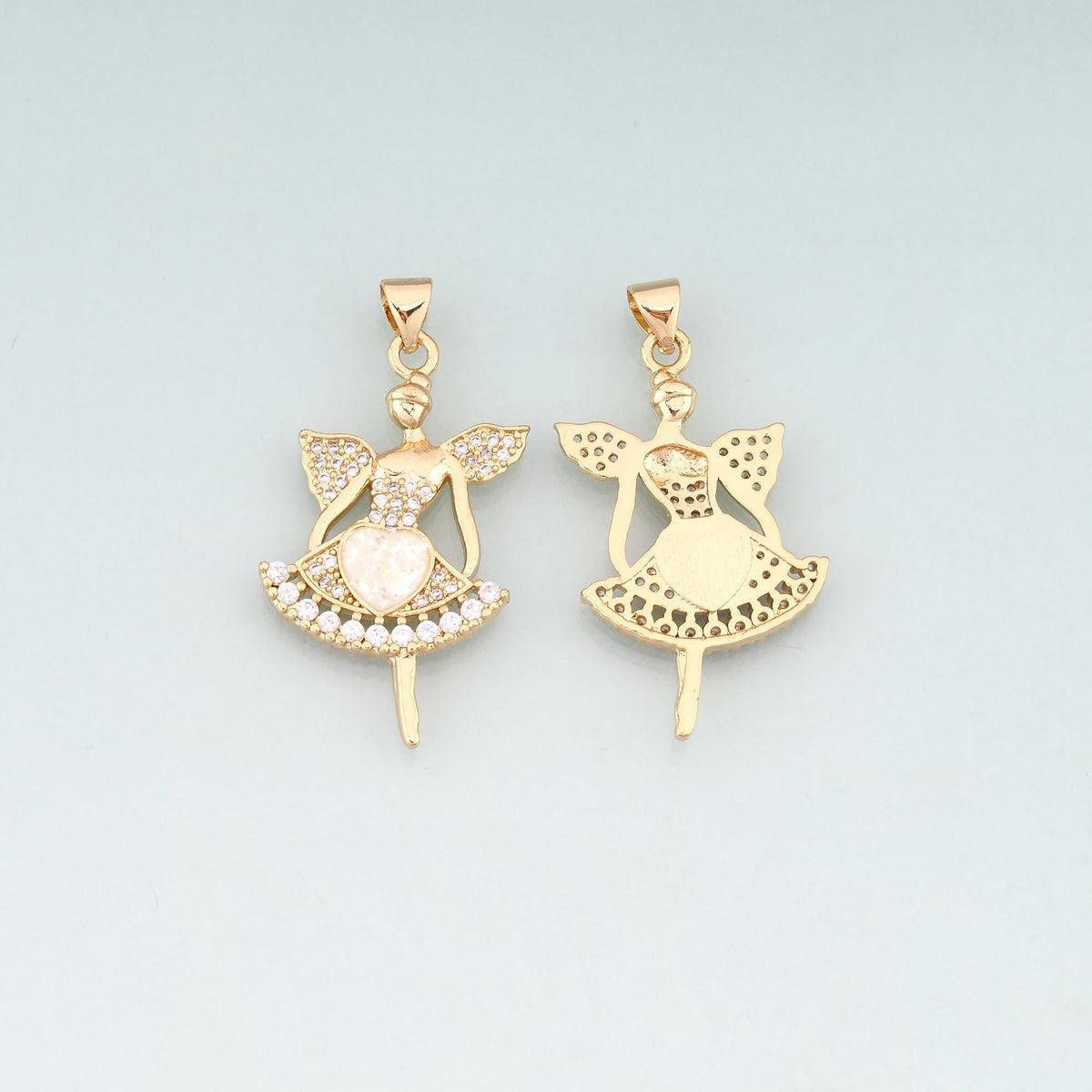Gold Opal Angel Ballet Girl Charms,18K Gold Filled Ballet Dancer Pendant Charm Bracelet Necklace for DIY Jewelry Making Suppl