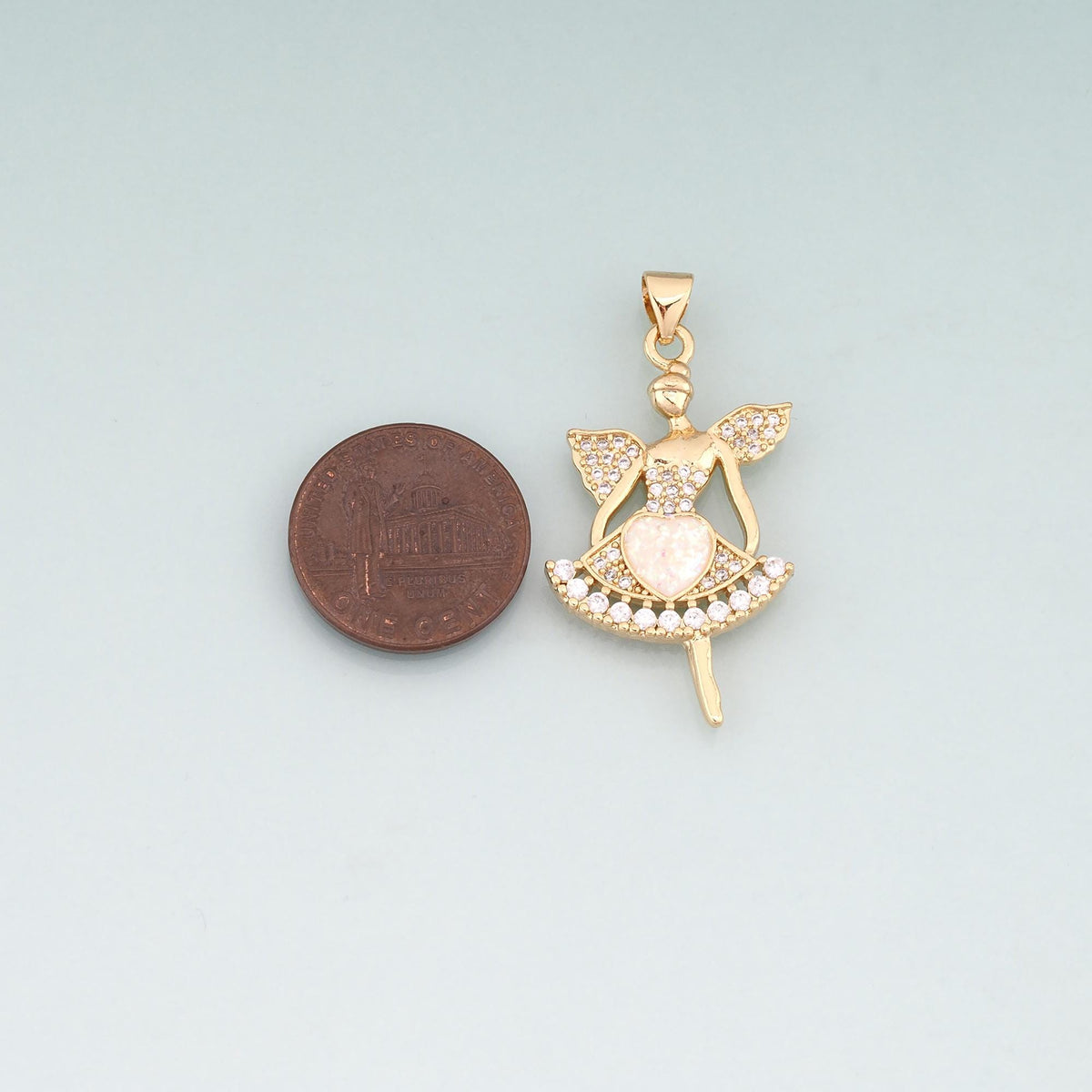 Gold Opal Angel Ballet Girl Charms,18K Gold Filled Ballet Dancer Pendant Charm Bracelet Necklace for DIY Jewelry Making Suppl