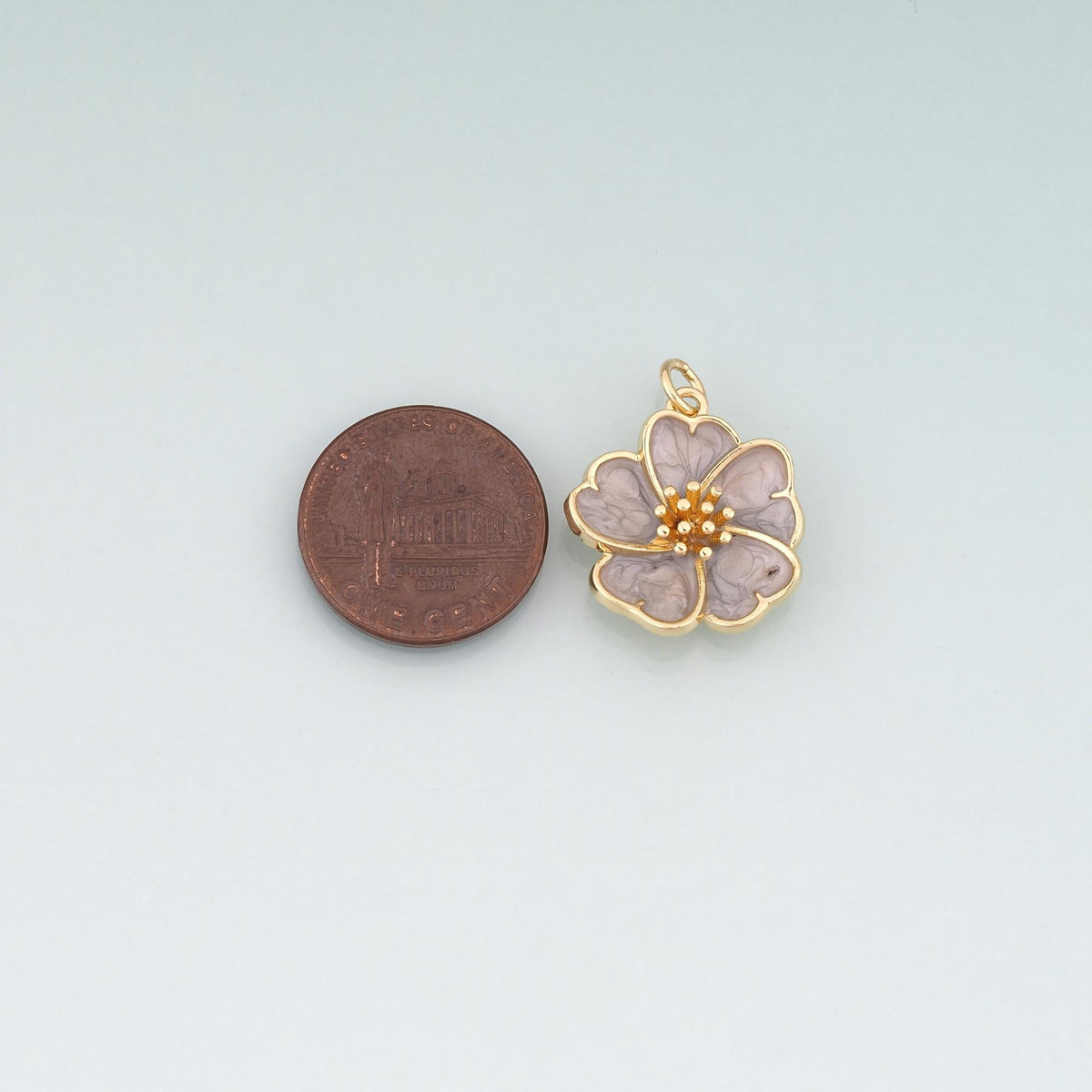 Gold Enamel Cherry Blossoms Charms,18K Gold Filled Flower Pendant Charm Bracelet Necklace for DIY Jewelry Making Supply