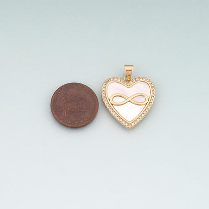 Gold Shell Heart Unlimited Charms,18K Gold Filled Heart Unlimited Pendant Charm Bracelet Necklace for DIY Jewelry Making Supp