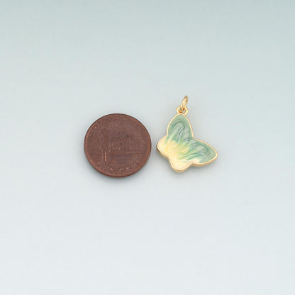 18K Gold Filled Butterfly Enamel Charm Pendant for Jewelry Making