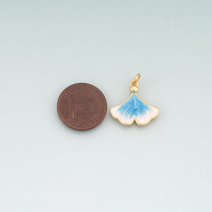 Gold Enamel Ginkgo Leaf Charms,18K Gold Filled Ginkgo Leaf Pendant Charm Bracelet Necklace for DIY Jewelry Making Supply