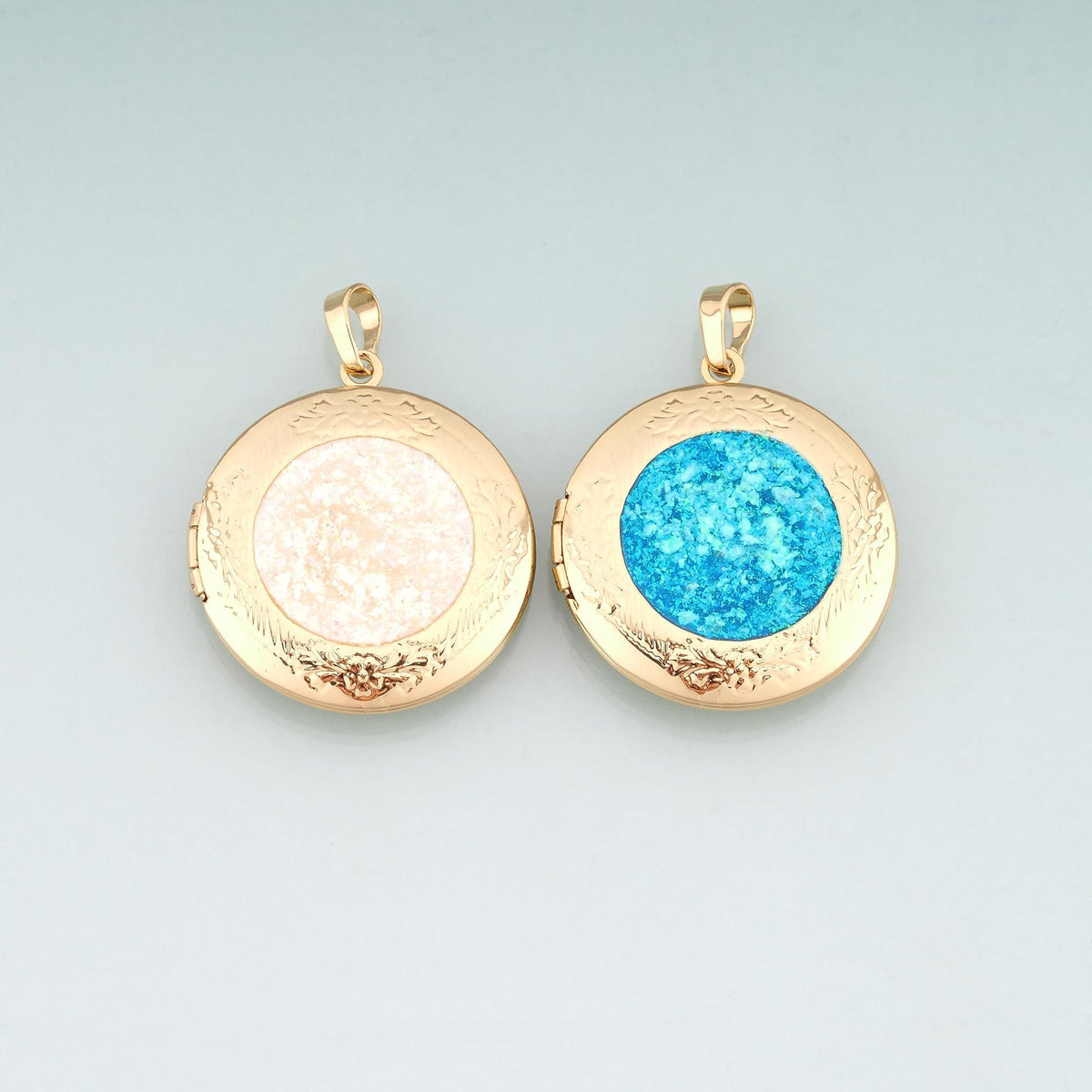 Gold Opal Can be Opened Round Charms,18K Gold Filled Round Pendant Charm Bracelet Necklace for DIY Jewelry Making Supply