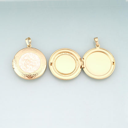 Gold Opal Can be Opened Round Charms,18K Gold Filled Round Pendant Charm Bracelet Necklace for DIY Jewelry Making Supply