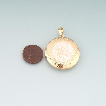 Gold Opal Can be Opened Round Charms,18K Gold Filled Round Pendant Charm Bracelet Necklace for DIY Jewelry Making Supply