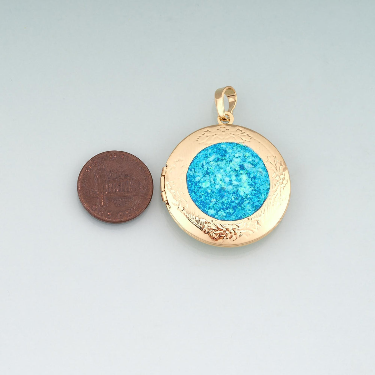 Gold Opal Can be Opened Round Charms,18K Gold Filled Round Pendant Charm Bracelet Necklace for DIY Jewelry Making Supply