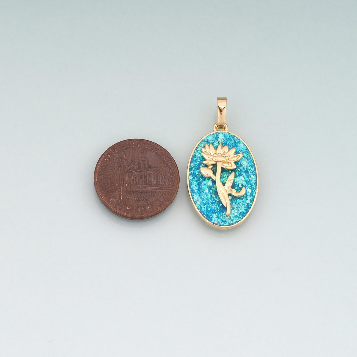 Gold Opal Birthday Flower Charms,18K Gold Filled Flower Pendant Charm Bracelet Necklace for DIY Jewelry Making Supply