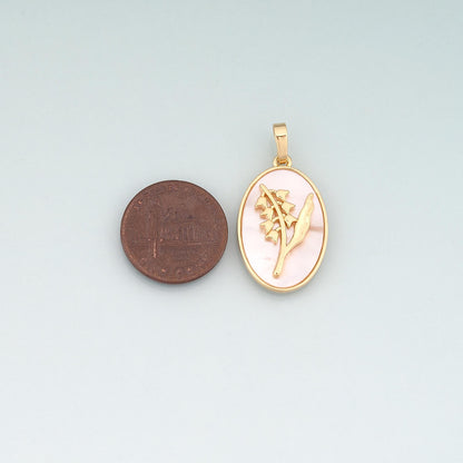 Gold Shell Birthday Flower Charms,18K Gold Filled Flower Pendant Charm Bracelet Necklace for DIY Jewelry Making Supply