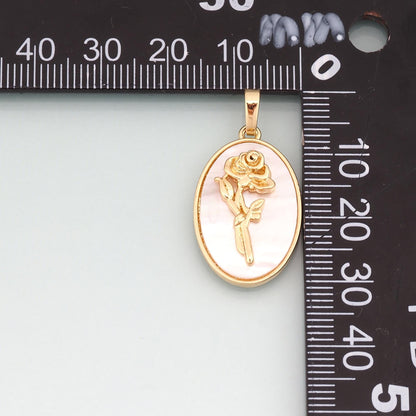 Gold Shell Birthday Flower Charms,18K Gold Filled Flower Pendant Charm Bracelet Necklace for DIY Jewelry Making Supply