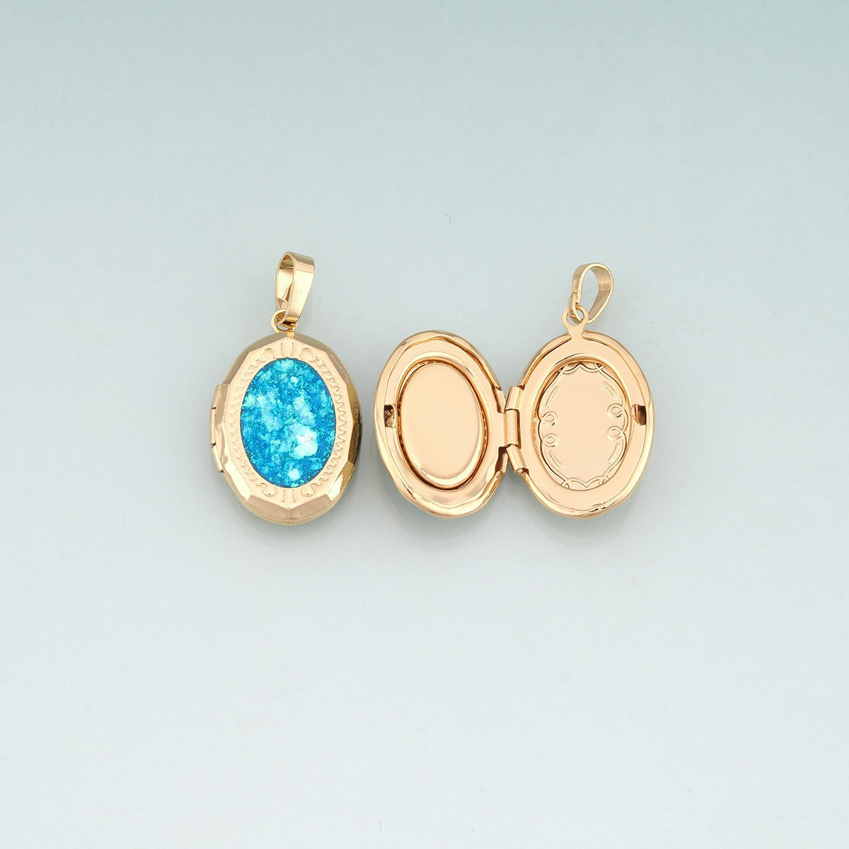Gold Opal Openable Oval Charms,18K Gold Filled Oval Pendant Charm Bracelet Necklace for DIY Jewelry Making Supply