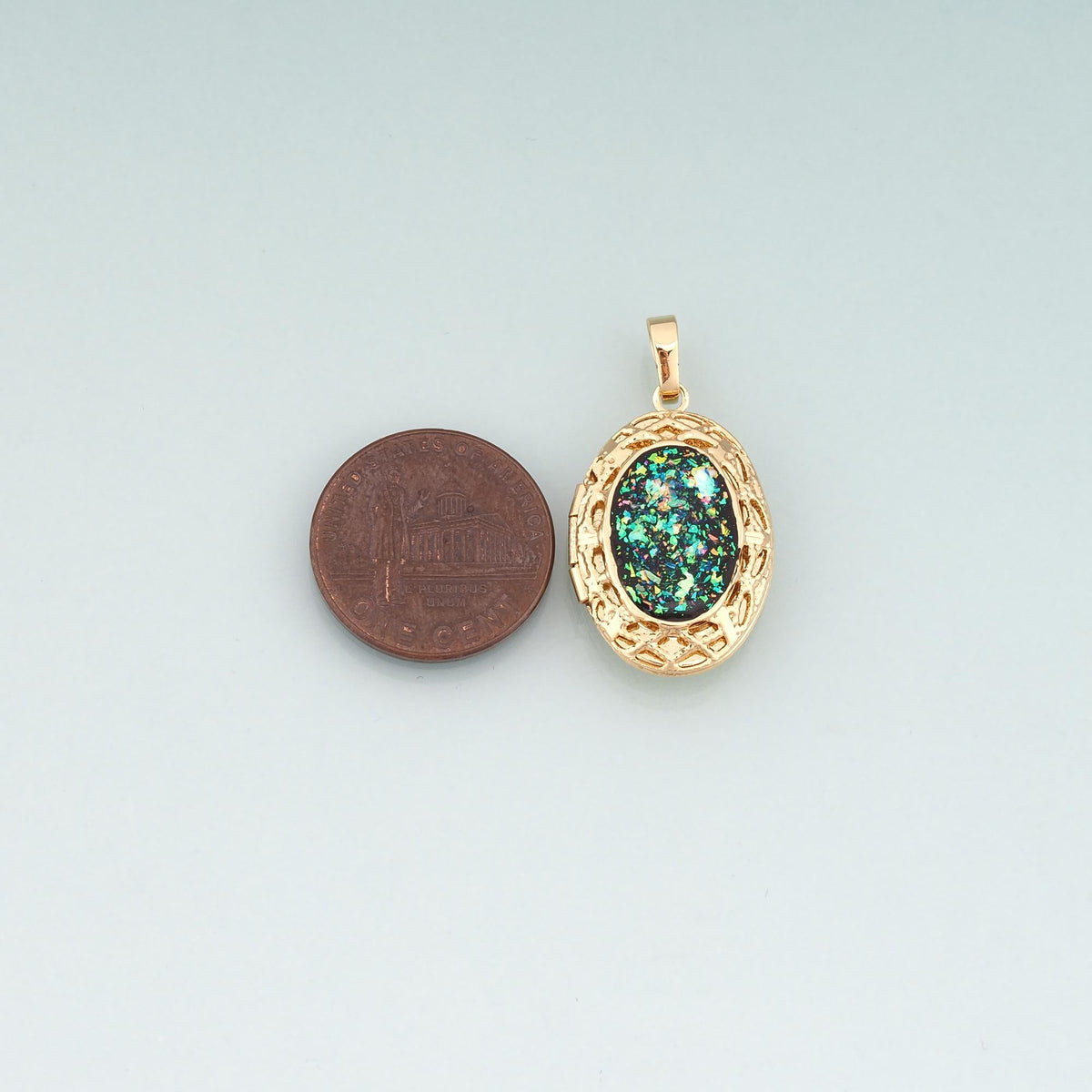 18K Gold Filled Oval Charm Pendant for Jewelry Making