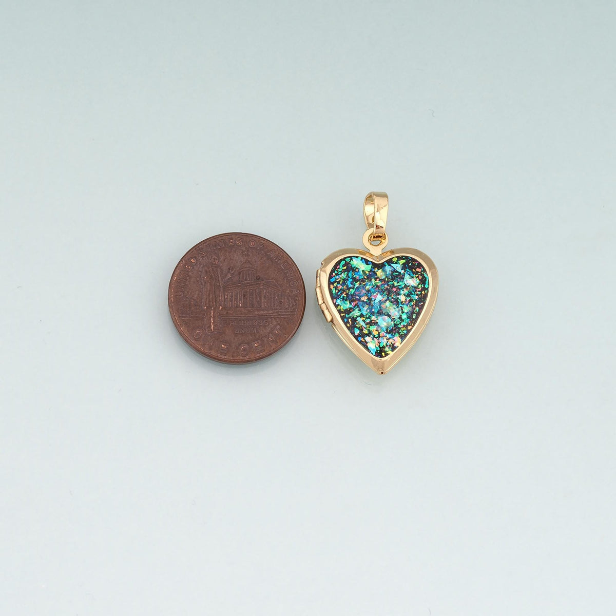 Gold Opal Openable Heart Round Locket Charms,18K Gold Filled Heart Pendant Charm Bracelet Necklace for DIY Jewelry Making Sup