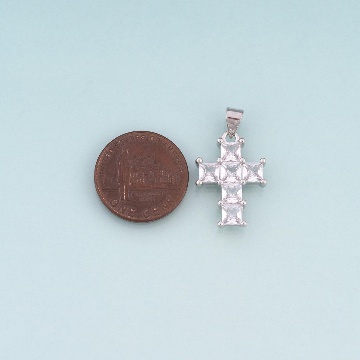 18K Gold Filled CZ Cross Pendant,Luxurious Religion Cross Charm Bracelet Necklace for DIY Jewelry Making Supply