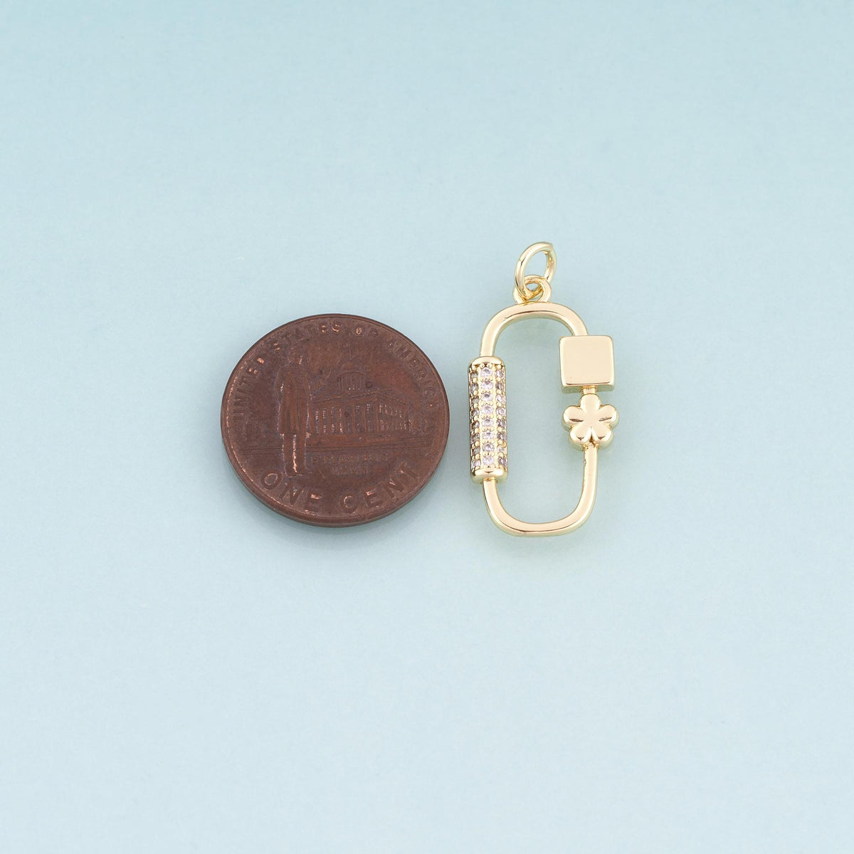 18K Gold Filled Cubic Zirconia Oval Charm Pendant for Jewelry Making