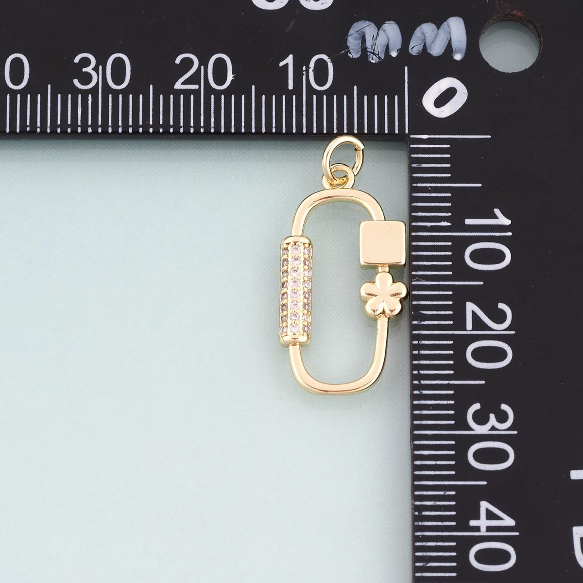 18K Gold Filled Cubic Zirconia Oval Charm Pendant for Jewelry Making