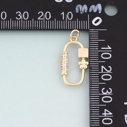 18K Gold Filled Cubic Zirconia Oval Charm Pendant for Jewelry Making